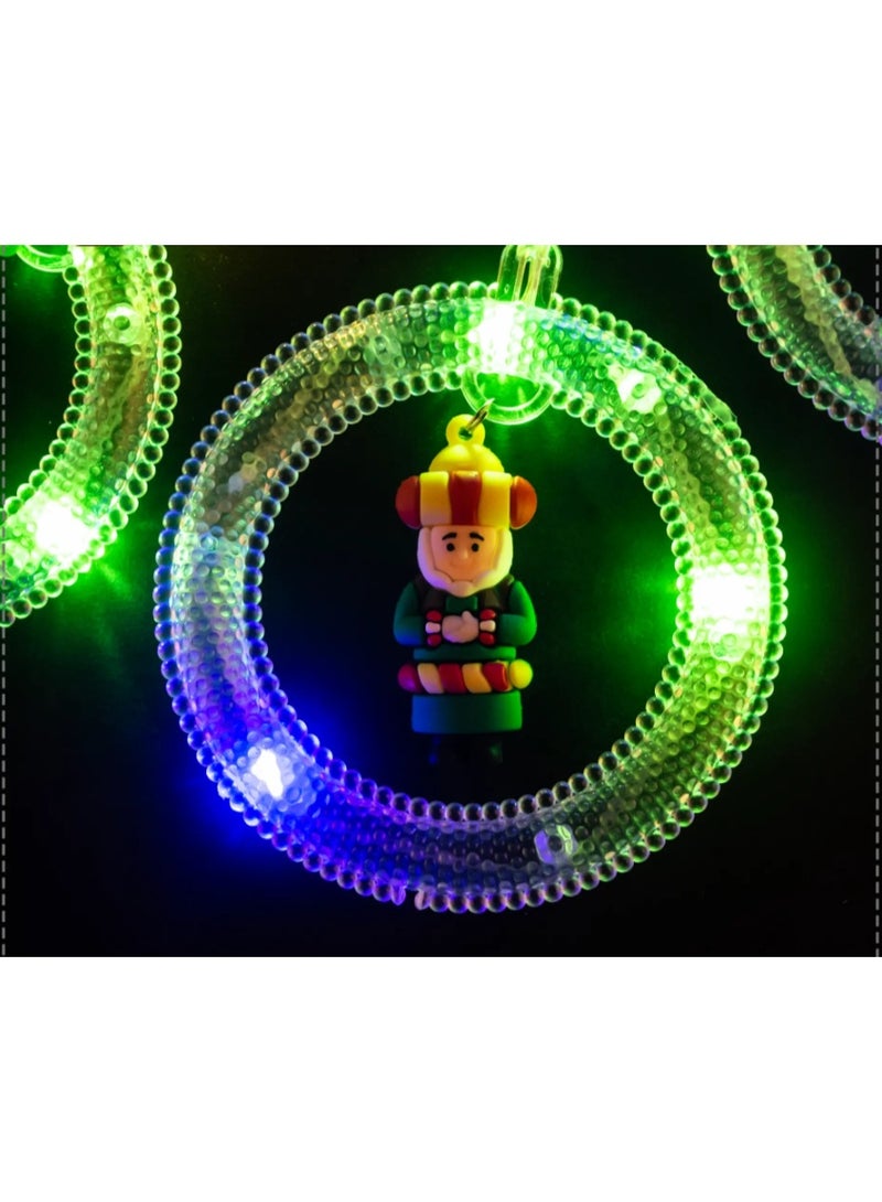 ستارة كُور مضيئة بلمبات شفافة وشخصيات رمضان، بإضاءة وورم صفراء دافئة ✨ طول الستارة 3.5 متر، مزودة بلمبات بيبي وورم—مثالية لتزيين البيت أو البلكونة ولمسة رمضانية تخطف القلب. - Image 4